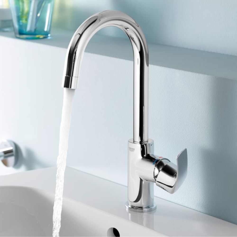 Grohe Eurosmart single lever basin fitting, L size with pop-up waste set