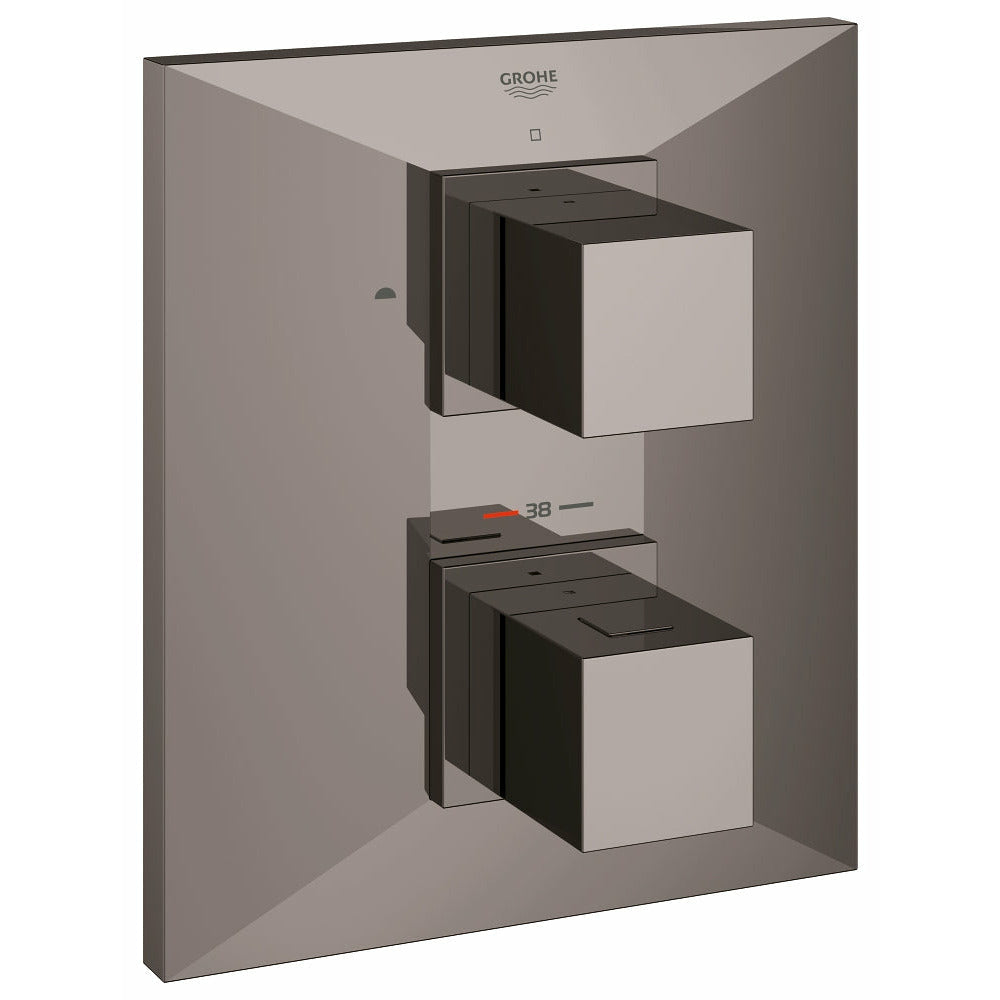 Grohe Hard Graphite Allure Brilliant Thermostat with integrated 2-way diverter
for bath or shower with more than one outlet - Letta London - Twin Valves With Diverter
