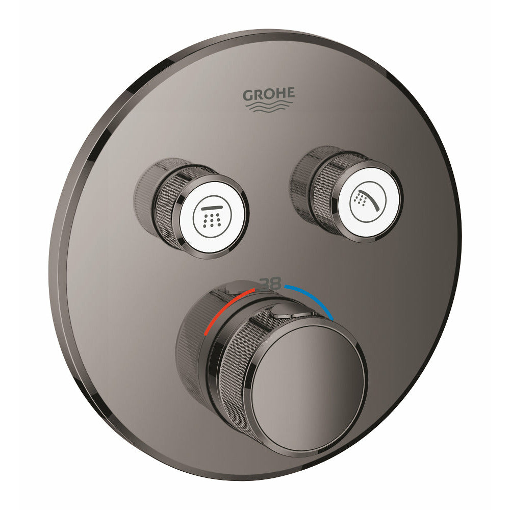 Grohe Hard Graphite Grohtherm SmartControl Thermostat for concealed installation with 2 valves - Letta London - Push Button Shower Valves