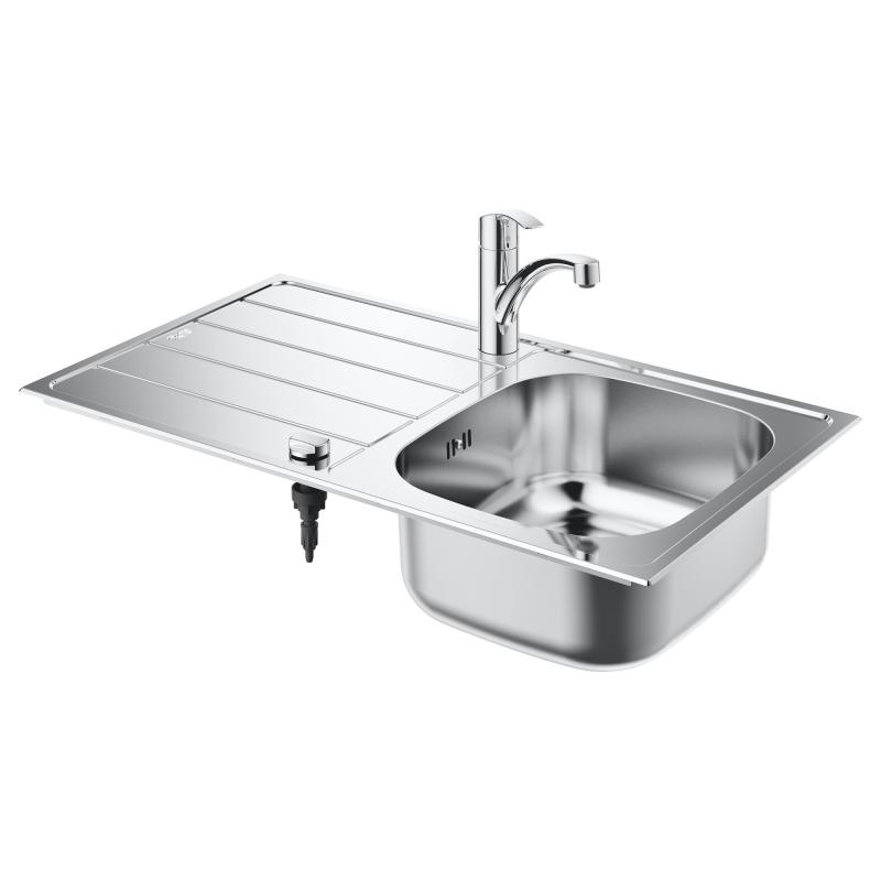 Grohe K300 kitchen sink with drainer, reversible and Eurosmart single-lever kitchen mixer tap