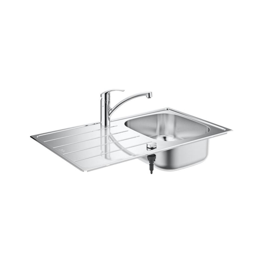 Grohe K300 kitchen sink with drainer, reversible and Eurosmart single-lever kitchen mixer tap