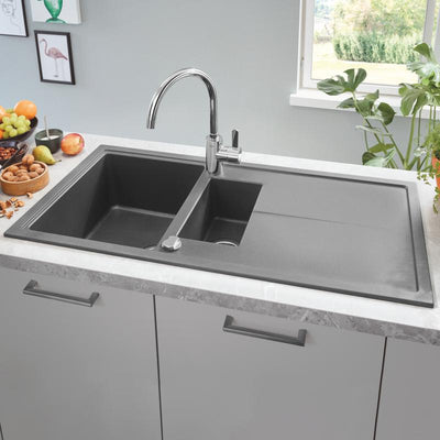 Grohe K400 Composite Kitchen Sink with Half Bowl & Drainer - Letta London - 