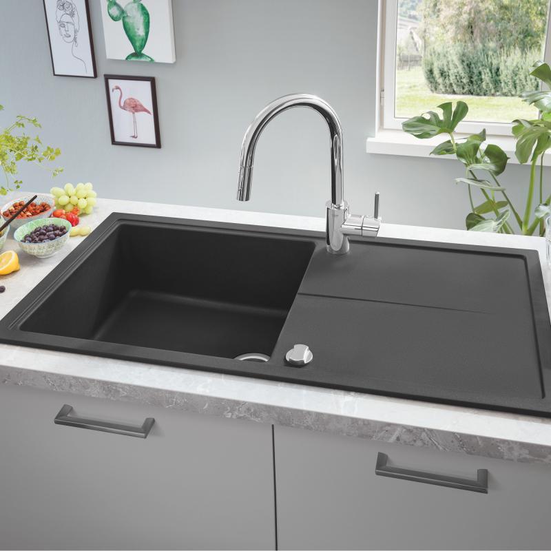 Grohe K400 Single Bowl Kitchen Sink with Drainer - Letta London - 