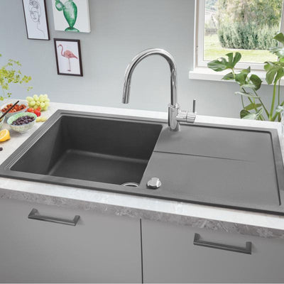 Grohe K400 Single Bowl Kitchen Sink with Drainer - Letta London - 