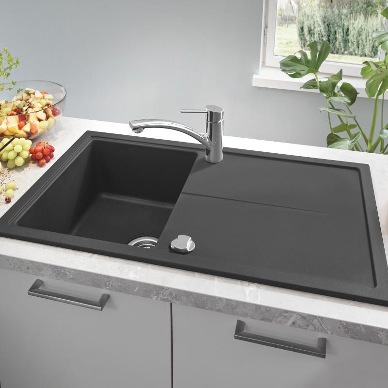 Grohe K400 Single Bowl Kitchen Sink with Drainer, Reversible - Letta London - 