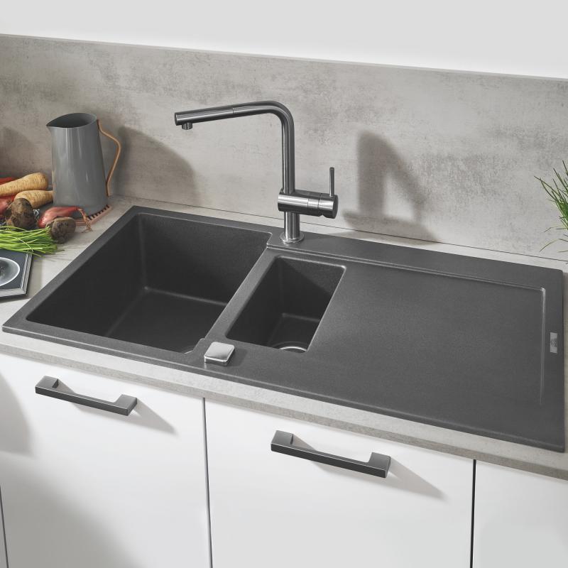 Grohe K500 Composite Kitchen sink with Half Bowl and drainer - Letta London - 