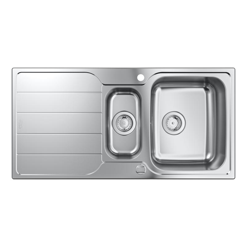 Grohe K500 Stainless Steel Kitchen sink with Half Bowl and Drainer - Letta London - 