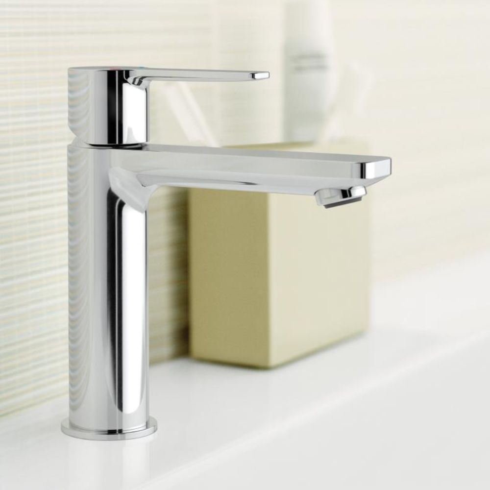 Grohe Lineare single lever basin fitting, S size with Push-Open waste valve, chrome