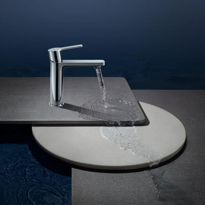 Grohe Lineare single lever basin fitting, S size with Push-Open waste valve, chrome