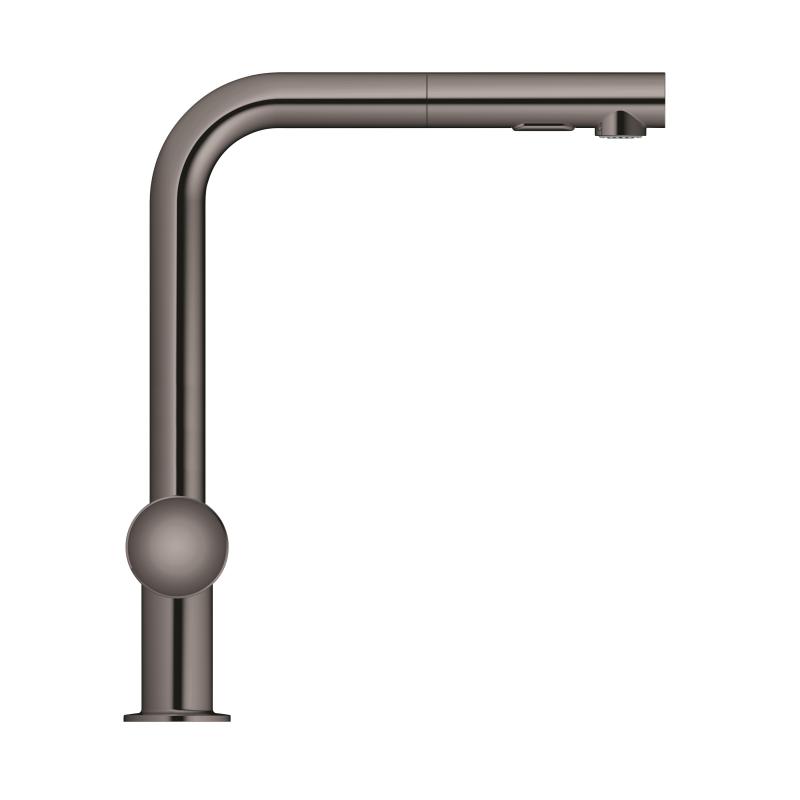 Grohe Minta single-lever kitchen mixer tap with pull-out spout hard graphite - Letta London - 