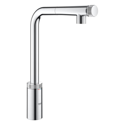Grohe Minta single SmartControl kitchen mixer tap, with pull-out spout chrome - Letta London - 