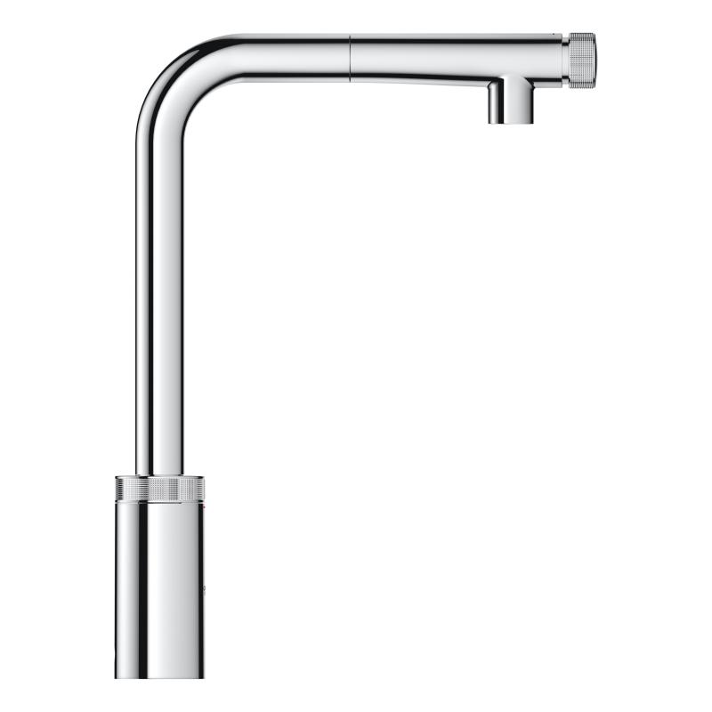 Grohe Minta single SmartControl kitchen mixer tap, with pull-out spout chrome - Letta London - 