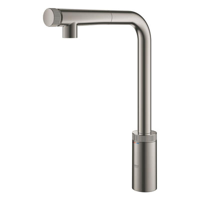 Grohe Minta single SmartControl kitchen mixer tap, with pull-out spout hard graphite - Letta London - 