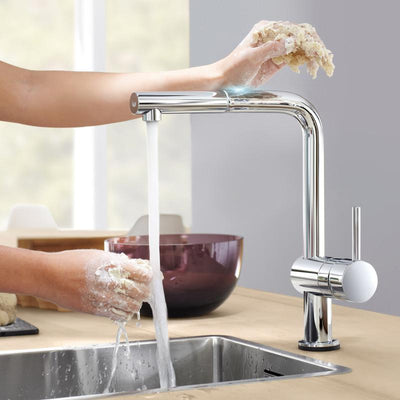 Grohe Minta Touch electronic single-lever kitchen mixer tap, with pull-out spout chrome - Letta London - 