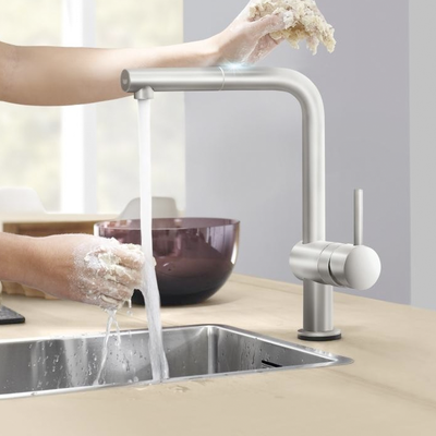 Grohe Minta Touch electronic single-lever kitchen mixer tap, with pull-out spout supersteel - Letta London - 