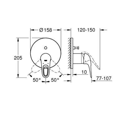 Grohe Moon White Eurostyle Single-lever mixer with 2-way diverter - Letta London - Thermostatic Showers