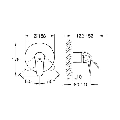 Grohe Moon White Eurostyle Single-lever shower mixer trim - Letta London - Thermostatic Showers