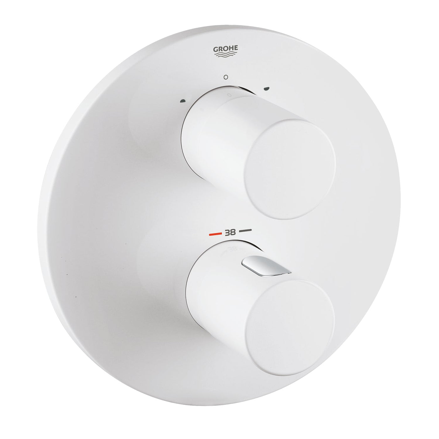 Grohe Moon White Grohtherm 3000 Cosmopolitan Thermostat with integrated 2-way diverter
for bath or shower with more than one outlet - Letta London - Twin Valves With Diverter