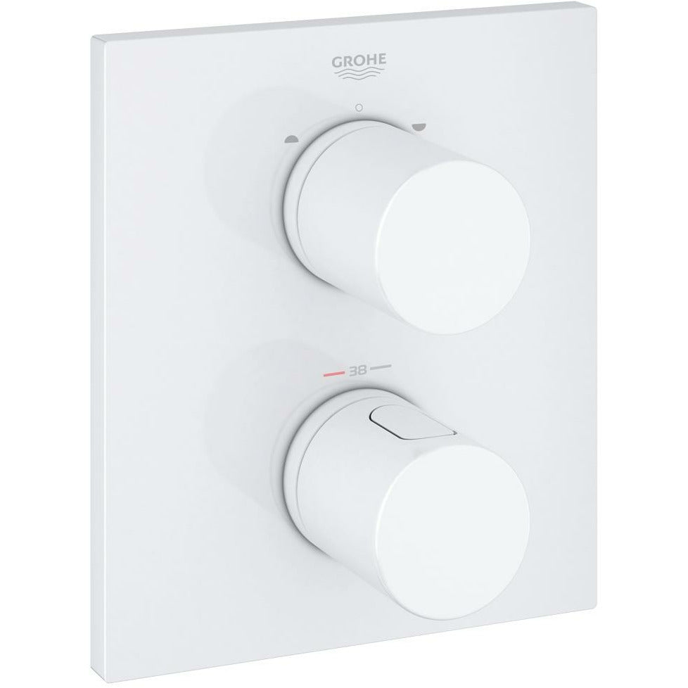 Grohe Moon White Grohtherm 3000 Cosmopolitan Thermostat with integrated 2-way diverter
for bath or shower with more than one outlet - Letta London - Twin Valves With Diverter