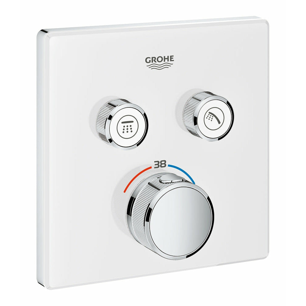 Grohe Moon White Grohtherm SmartControl Thermostat for concealed installation with 2 valves - Letta London - Push Button Shower Valves