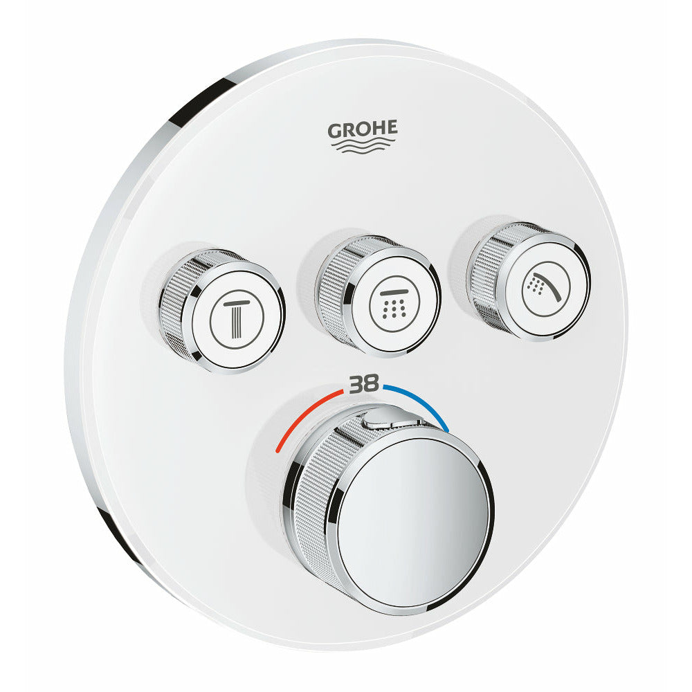 Grohe Moon White Grohtherm SmartControl Thermostat for concealed installation with 3 valves - Letta London - Push Button Shower Valves