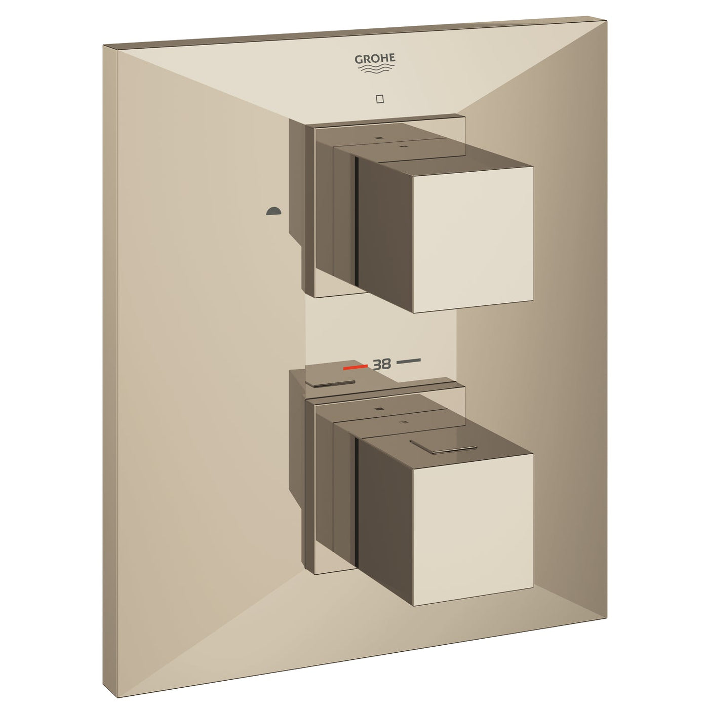 Grohe Polished Nickel Allure Brilliant Thermostat with integrated 2-way diverter
for bath or shower with more than one outlet - Letta London - Twin Valves With Diverter