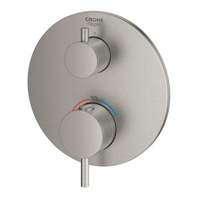 Grohe Supersteel Atrio Thermostatic mixer for 1 outlet with shut off valve - Letta London - Twin Valves With Diverter