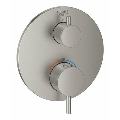 Grohe Supersteel Atrio Thermostatic mixer for 1 outlet with shut off valve - Letta London - Twin Valves With Diverter