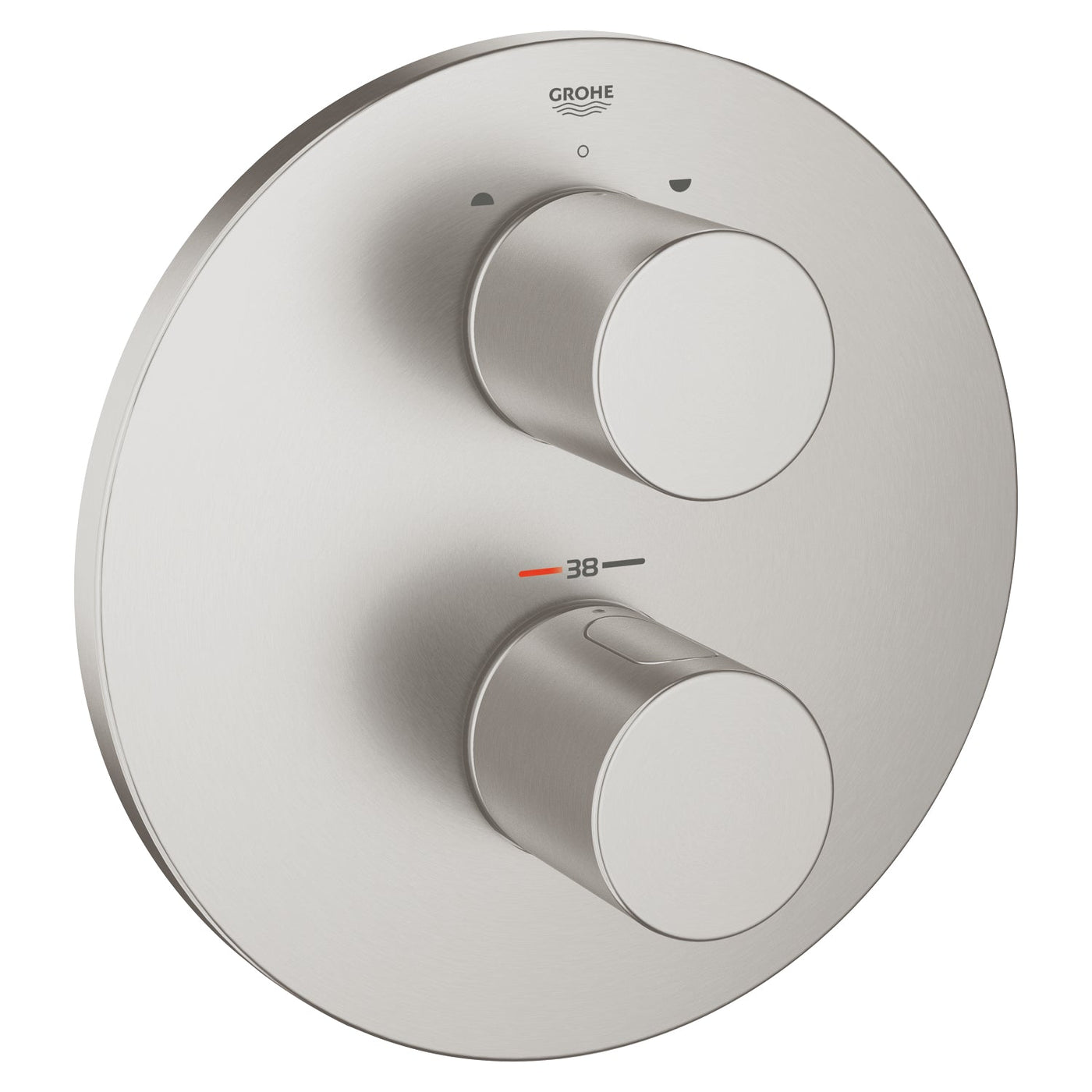 Grohe Supersteel Grohtherm 3000 Cosmopolitan Thermostat with integrated 2-way diverter
for bath or shower with more than one outlet - Letta London - Twin Valves With Diverter