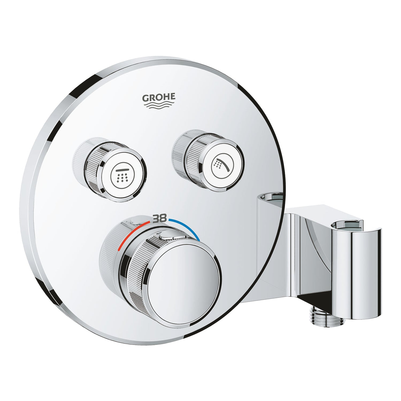 Grohe Supersteel Grohtherm SmartControl Thermostat for concealed installation with 
2 valves and integrated shower holder - Letta London - Push Button Shower Valves