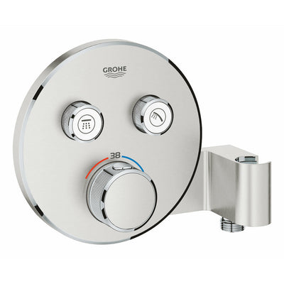Grohe Supersteel Grohtherm SmartControl Thermostat for concealed installation with 
2 valves and integrated shower holder - Letta London - Push Button Shower Valves