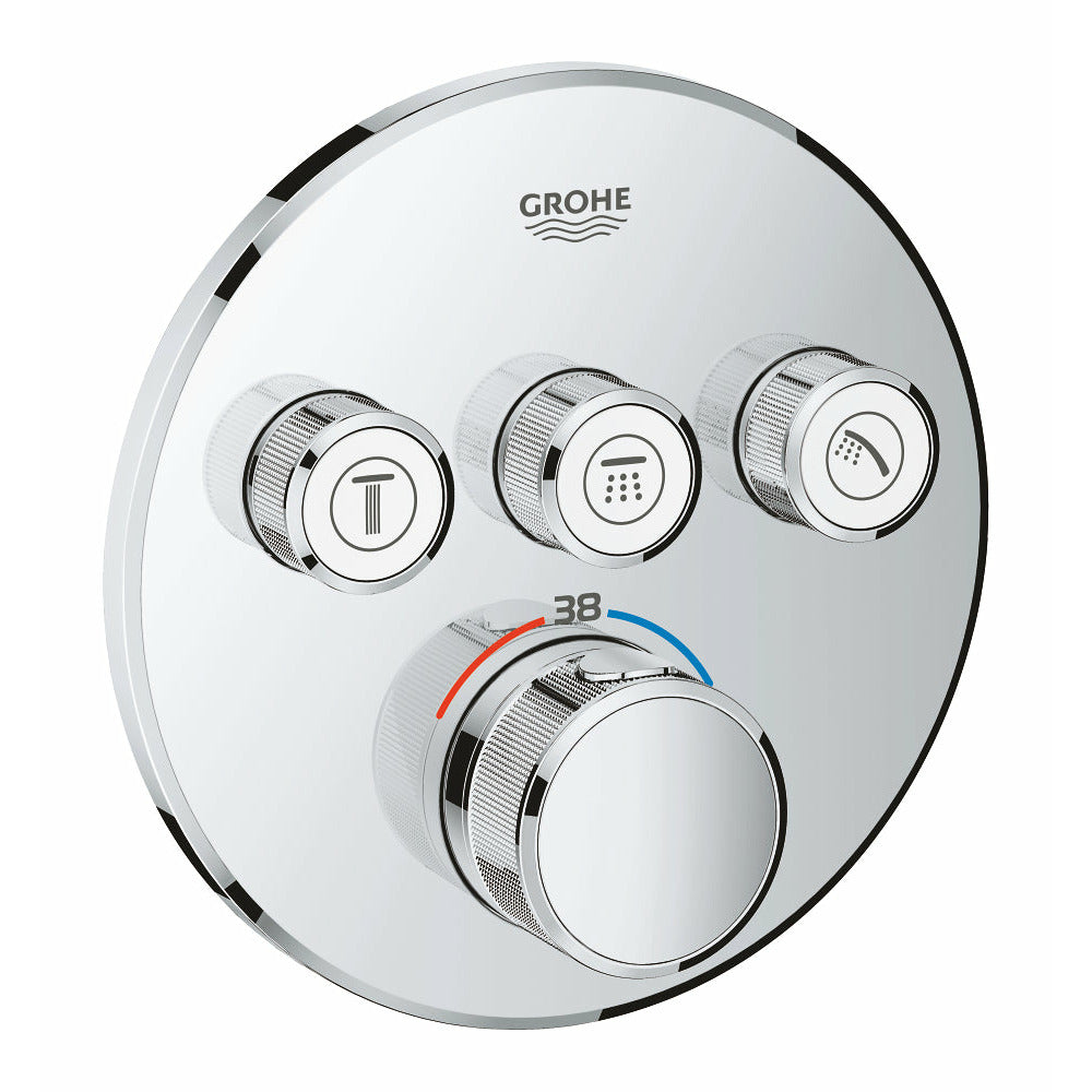 Grohe Supersteel Grohtherm SmartControl Thermostat for concealed installation with 3 valves - Letta London - Push Button Shower Valves