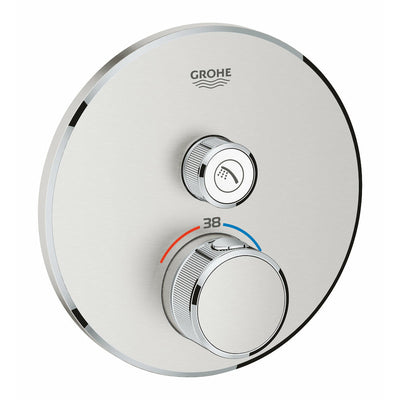 Grohe Supersteel Grohtherm SmartControl Thermostat for concealed installation with one valve - Letta London - Push Button Shower Valves
