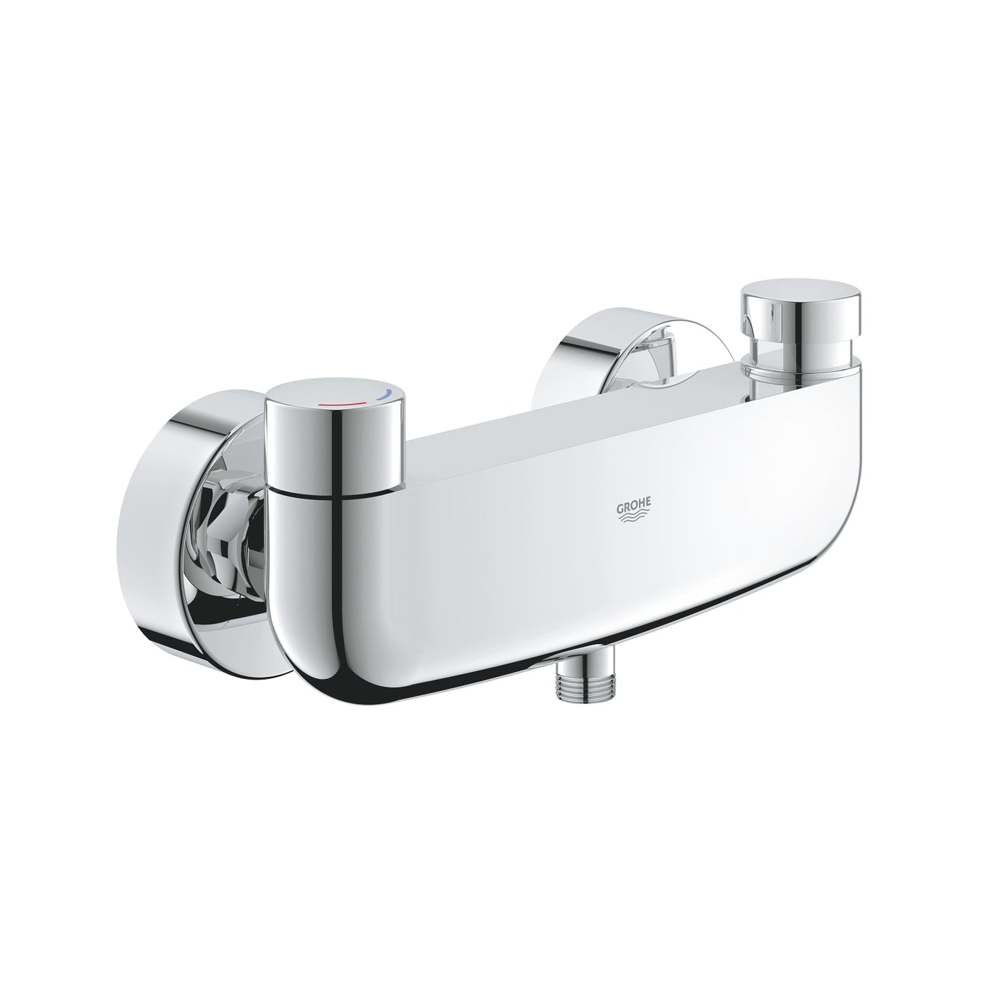 Grohe Wall Mounted Chrome Eurosmart Cosmopolitan T Self-closing shower mixer 1/2" with mixing device 
and adjustable temperature limiter - Letta London - 