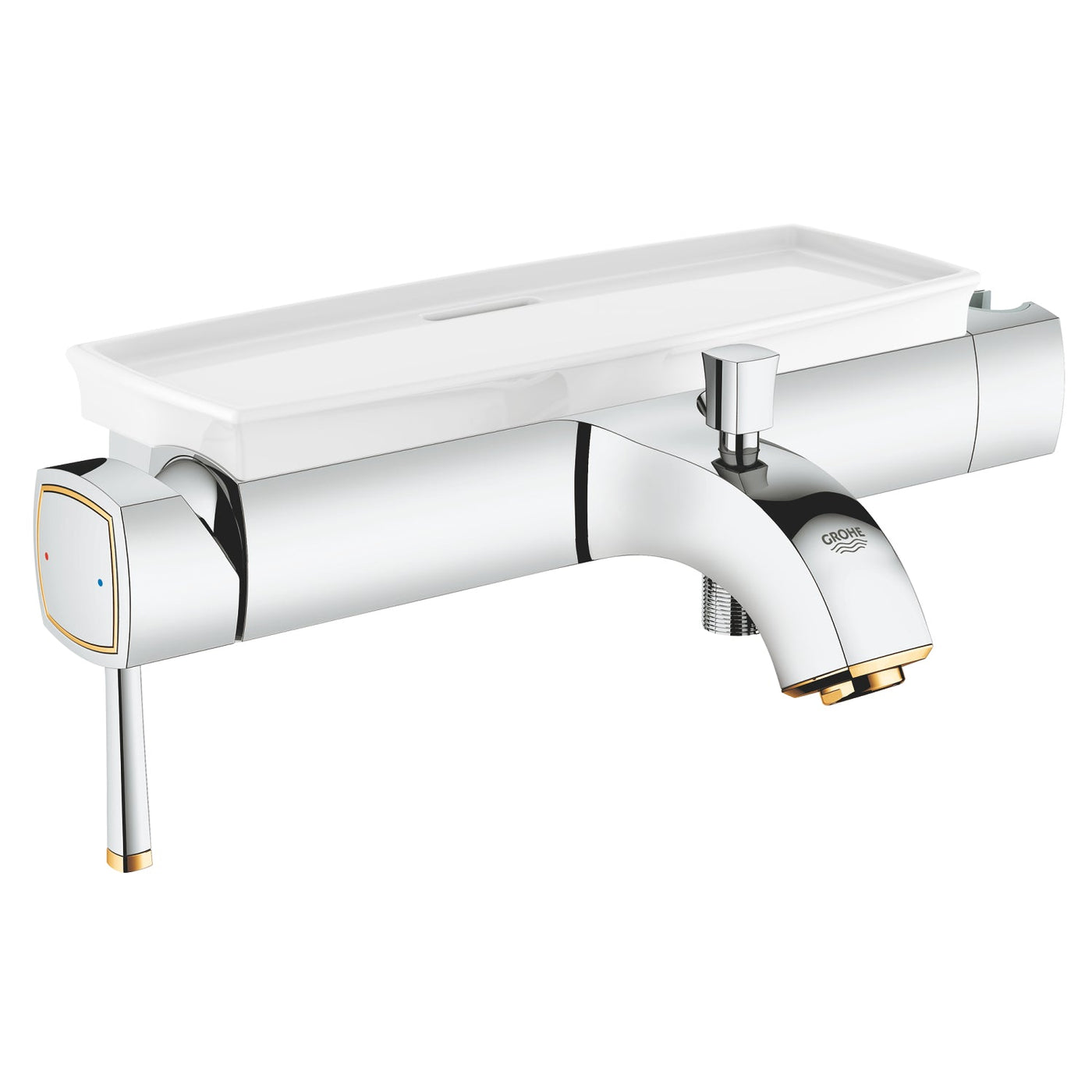 Grohe Wall Mounted Chrome/Gold Grandera Single-lever bath/shower mixer 1/2" - Letta London - 