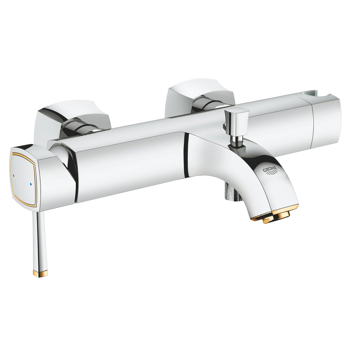 Grohe Wall Mounted Chrome/Gold Grandera Single-lever bath/shower mixer 1/2" - Letta London - 