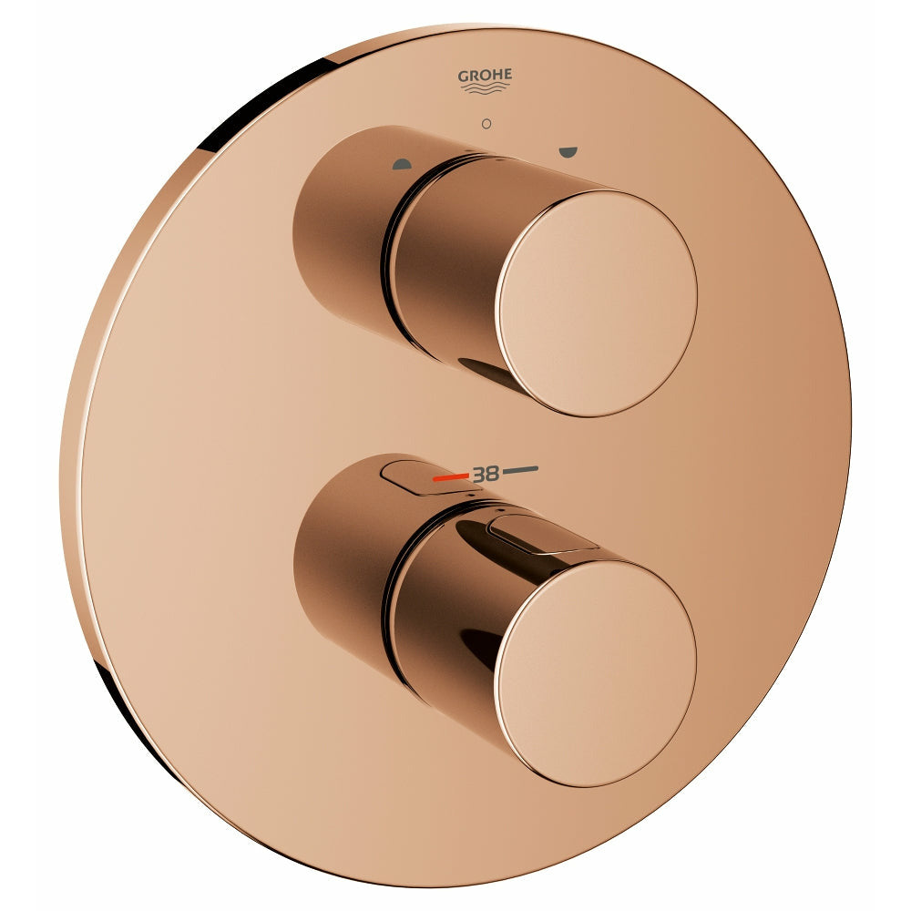 Grohe Warm Sunset Grohtherm 3000 Cosmopolitan Thermostat with integrated 2-way diverter
for bath or shower with more than one outlet - Letta London - Twin Valves With Diverter
