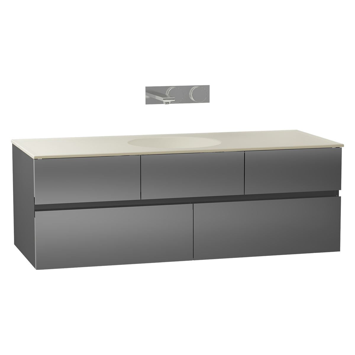 High Gloss Grey Memoria Vanity unit 58359 - Letta London - 