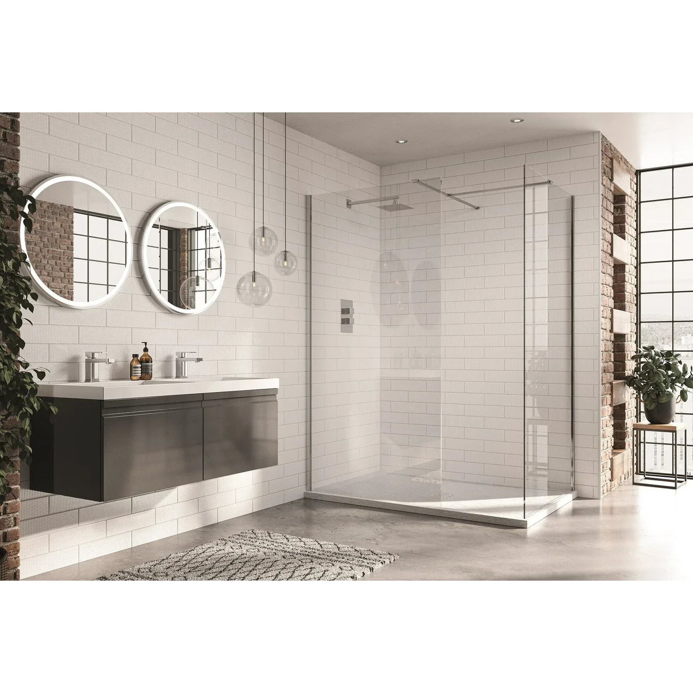 1100mm Chrome Walk-in Shower Panel - Toughened Glass