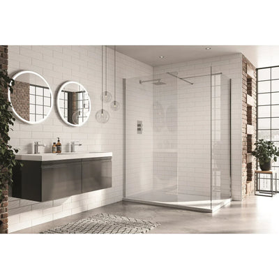 1100mm Chrome Walk-in Shower Panel - Toughened Glass