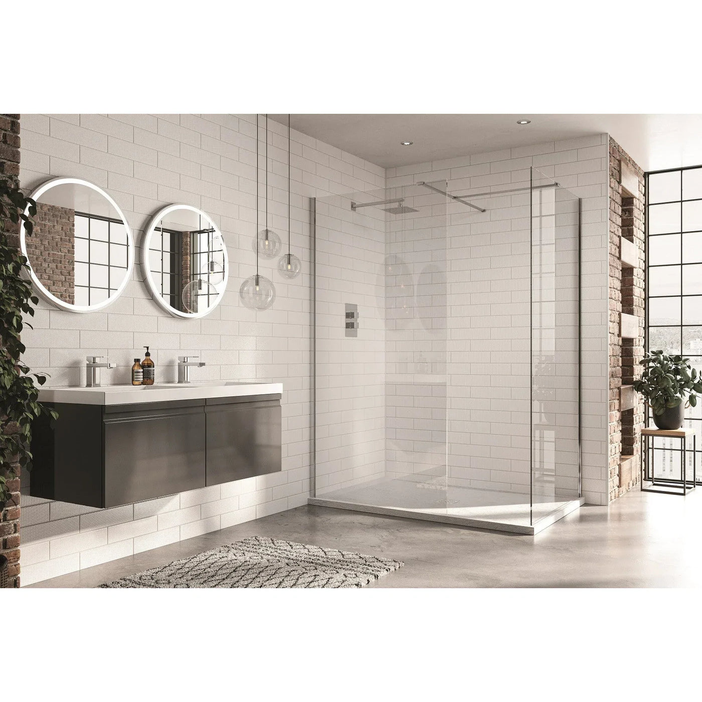 1000mm Chrome Walk-in Shower Panel - Toughened Glass
