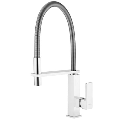 Kitchen mixer Tap with spring swivel spout and extendable hand shower - Letta London - 