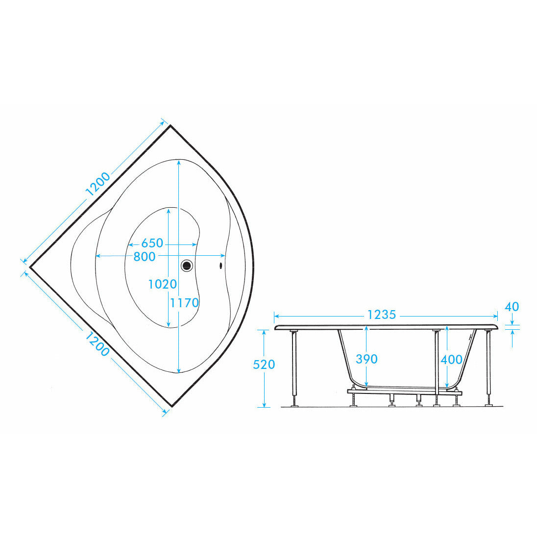 Lagoon Corner Bath - Space-Saver Luxury Design - Letta London - Corner Baths