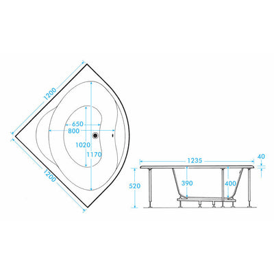 Lagoon Corner Bath - Space-Saver Luxury Design - Letta London - Corner Baths