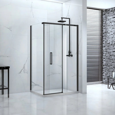 Onyx 1400mm Black Framed Sliding Shower Door