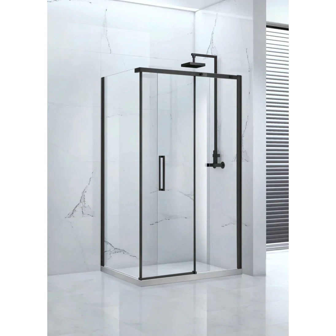 Onyx 1700mm Black Framed Sliding Shower Door