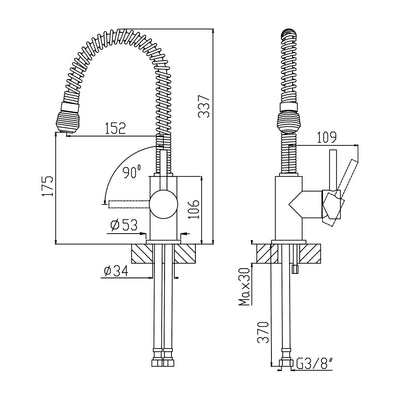 Professional Kitchen mixer tap with spring spout - 2 Spray Modes - Letta London - 