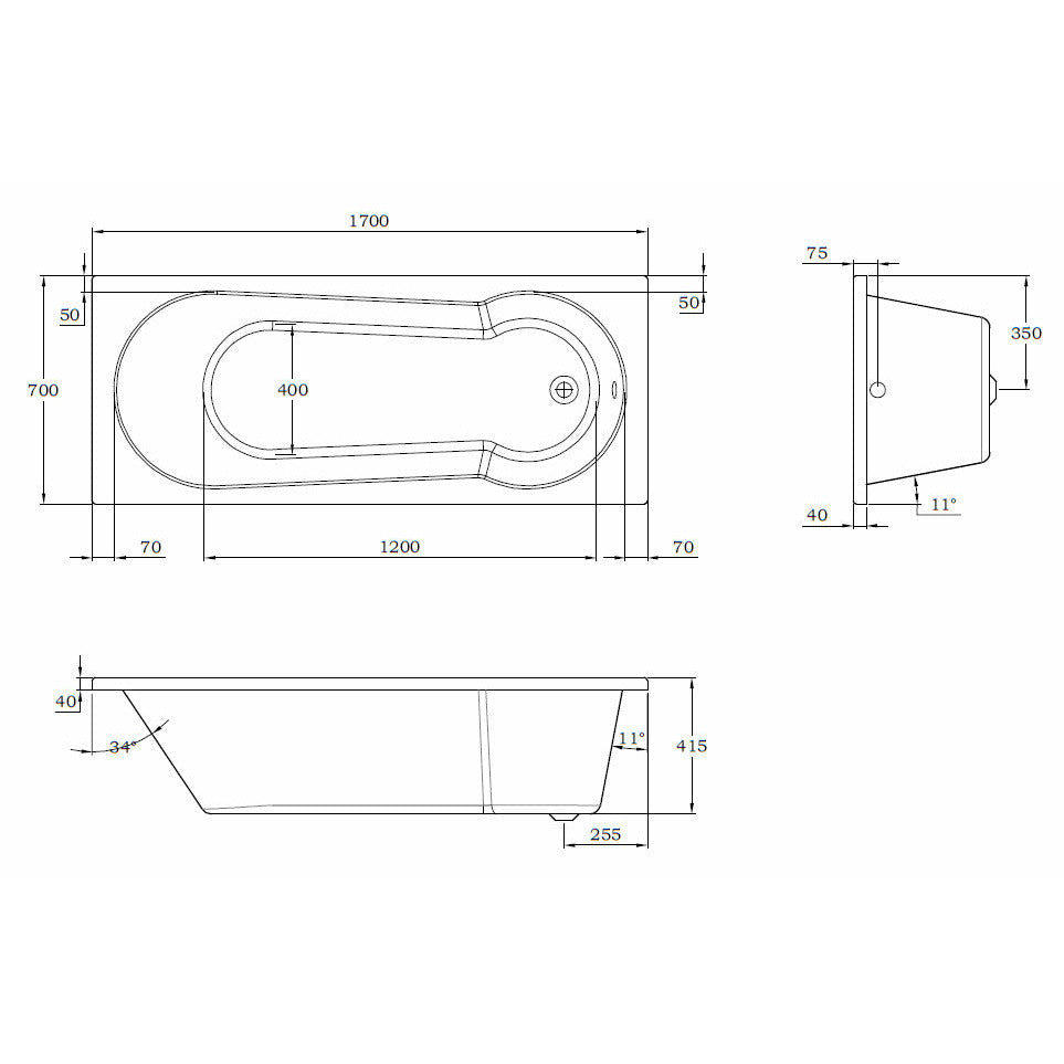 Round Single-Ended Shower Bath | Oporto - Letta London - 