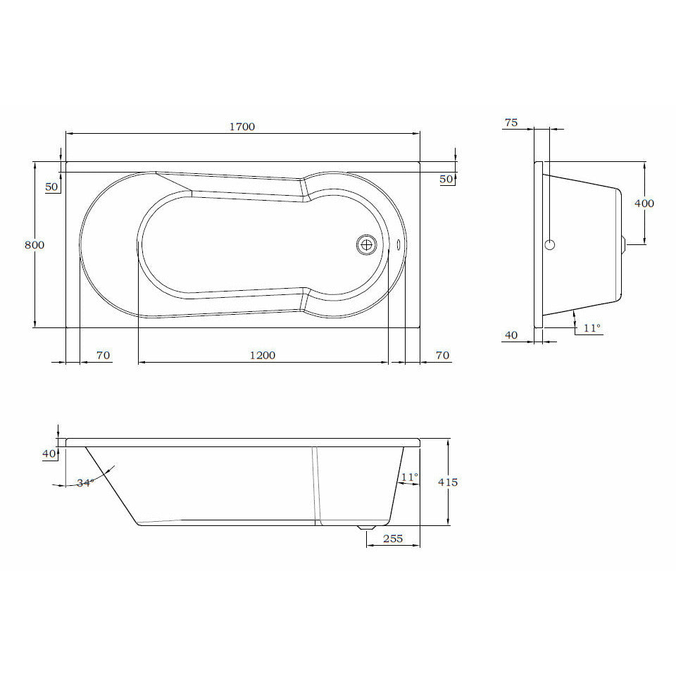 Round Single-Ended Shower Bath | Oporto - Letta London - 