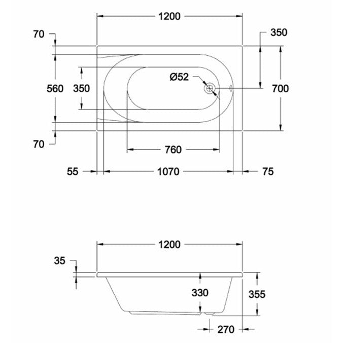 Round Single-Ended Straight Bath - Caymen - Letta London - 